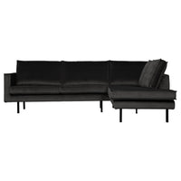 "Rodeo" Kampinė Sofa, Dešinė, Aksomas, Antracito Spalva - Namų Idėja