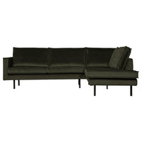 "Rodeo" Kampinė Sofa, Dešinė, Aksomas, Chaki Spalva - Namų Idėja