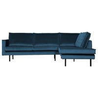"Rodeo" Kampinė Sofa, Dešinė, Aksomas, Mėlyna Spalva - Namų Idėja