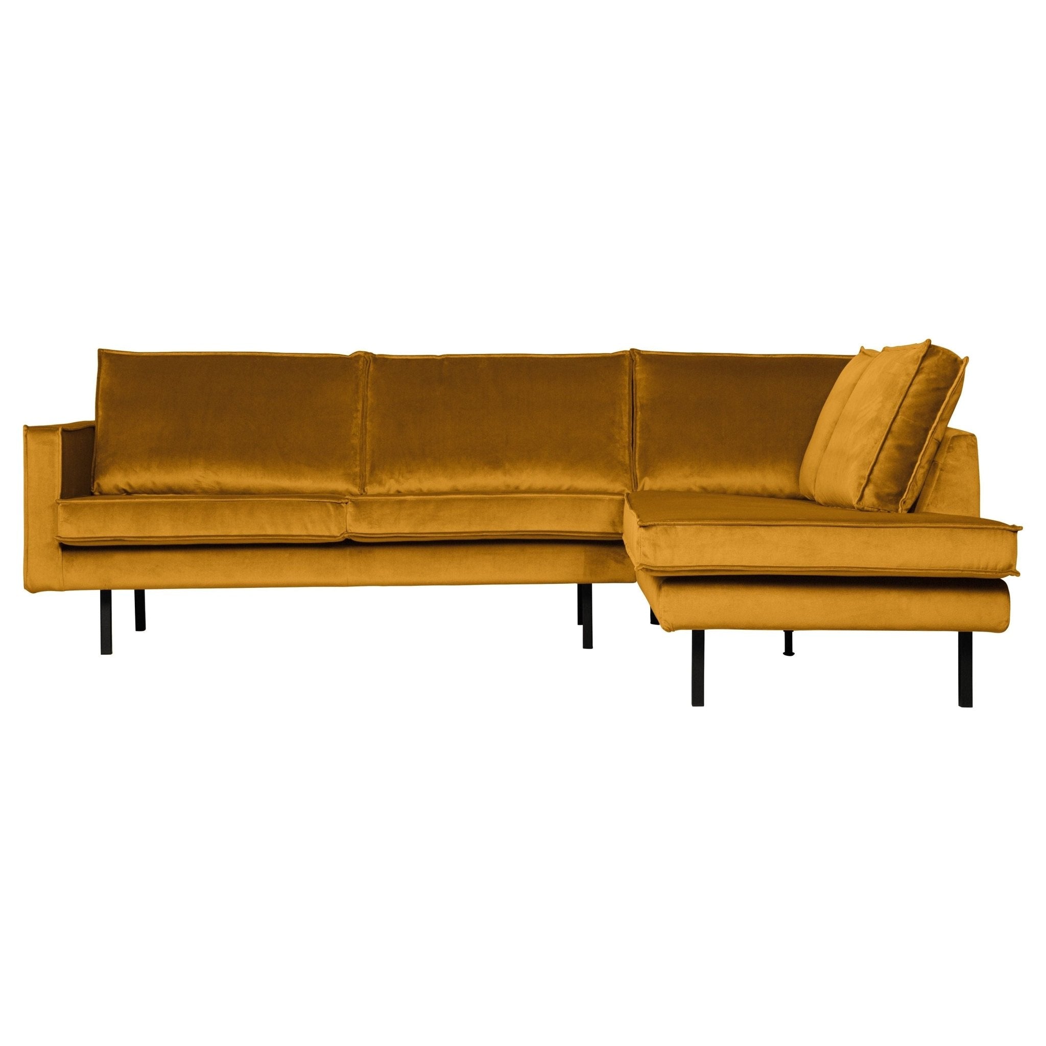 "Rodeo" Kampinė Sofa, Dešinė, Aksomas, Ochre Spalva - Namų Idėja