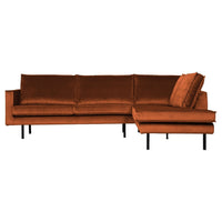 "Rodeo" Kampinė Sofa, Dešinė, Aksomas, Rūdžių Spalva - Namų Idėja