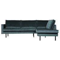"Rodeo" Kampinė Sofa, Dešinė, Aksomas, Šviesi Mėlyna Spalva - Namų Idėja