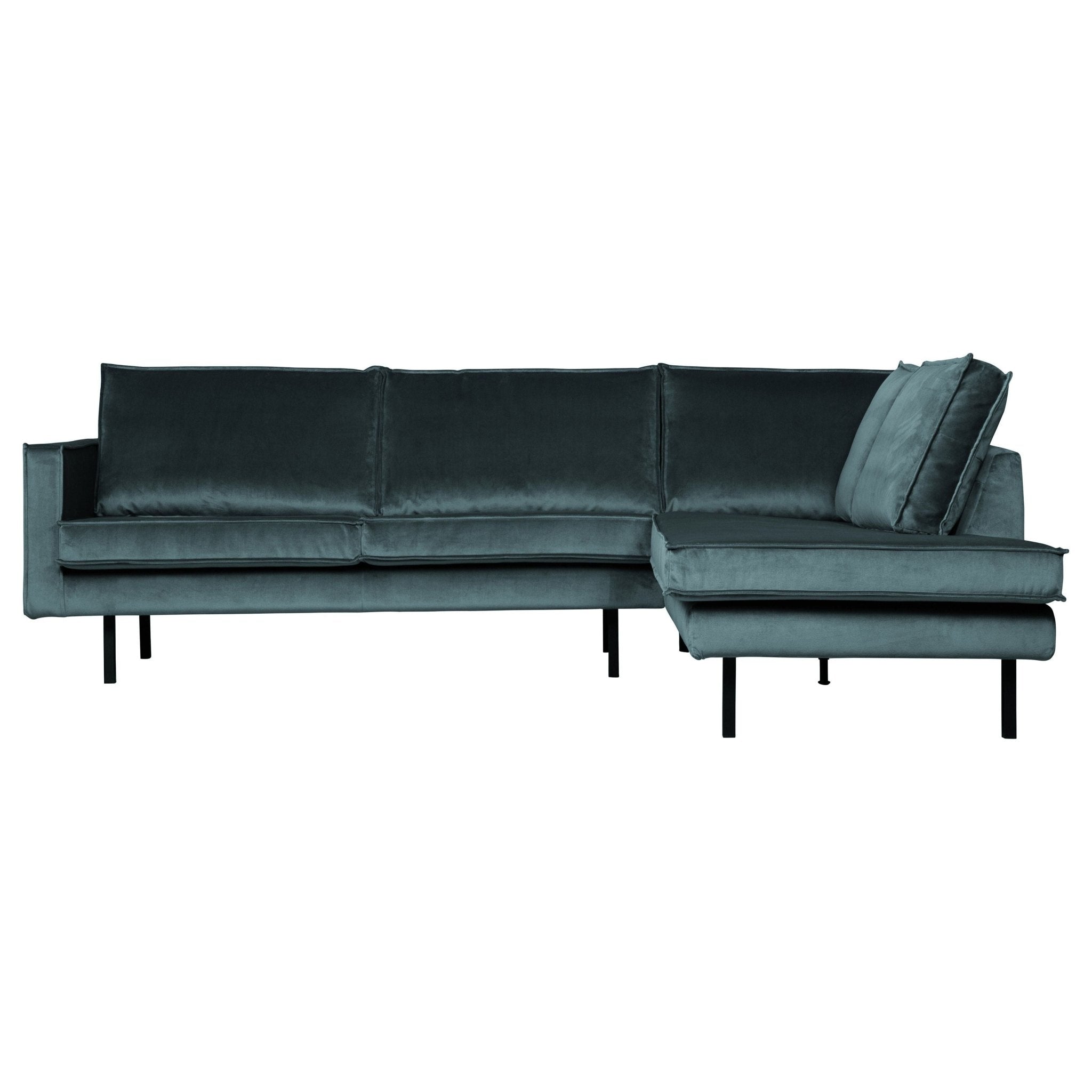 "Rodeo" Kampinė Sofa, Dešinė, Aksomas, Šviesi Mėlyna Spalva - Namų Idėja