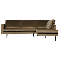 "Rodeo" Kampinė Sofa, Dešinė, Aksomas, Taupe Spalva - Namų Idėja