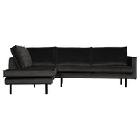 "Rodeo" Kampinė Sofa, Kairė, Aksomas, Antracito Spalva - Namų Idėja