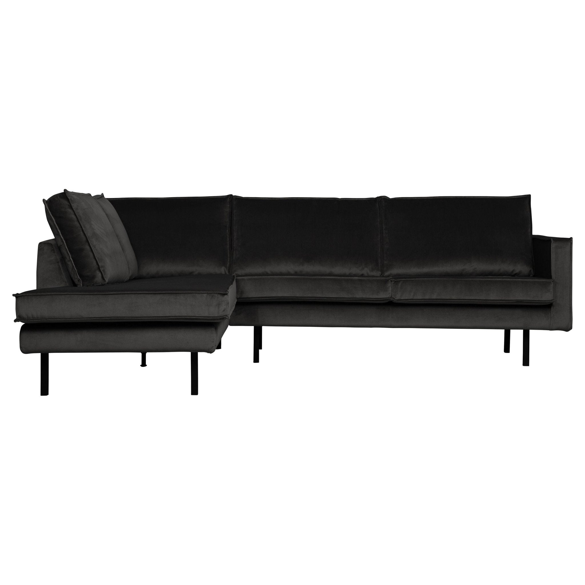 "Rodeo" Kampinė Sofa, Kairė, Aksomas, Antracito Spalva - Namų Idėja