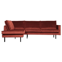 "Rodeo" Kampinė Sofa, Kairė, Aksomas, Kaštono Spalva - Namų Idėja