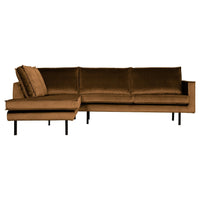 "Rodeo" Kampinė Sofa, Kairė, Aksomas, Medaus Spalva - Namų Idėja