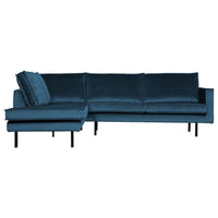 "Rodeo" Kampinė Sofa, Kairė, Aksomas, Mėlyna Spalva - Namų Idėja