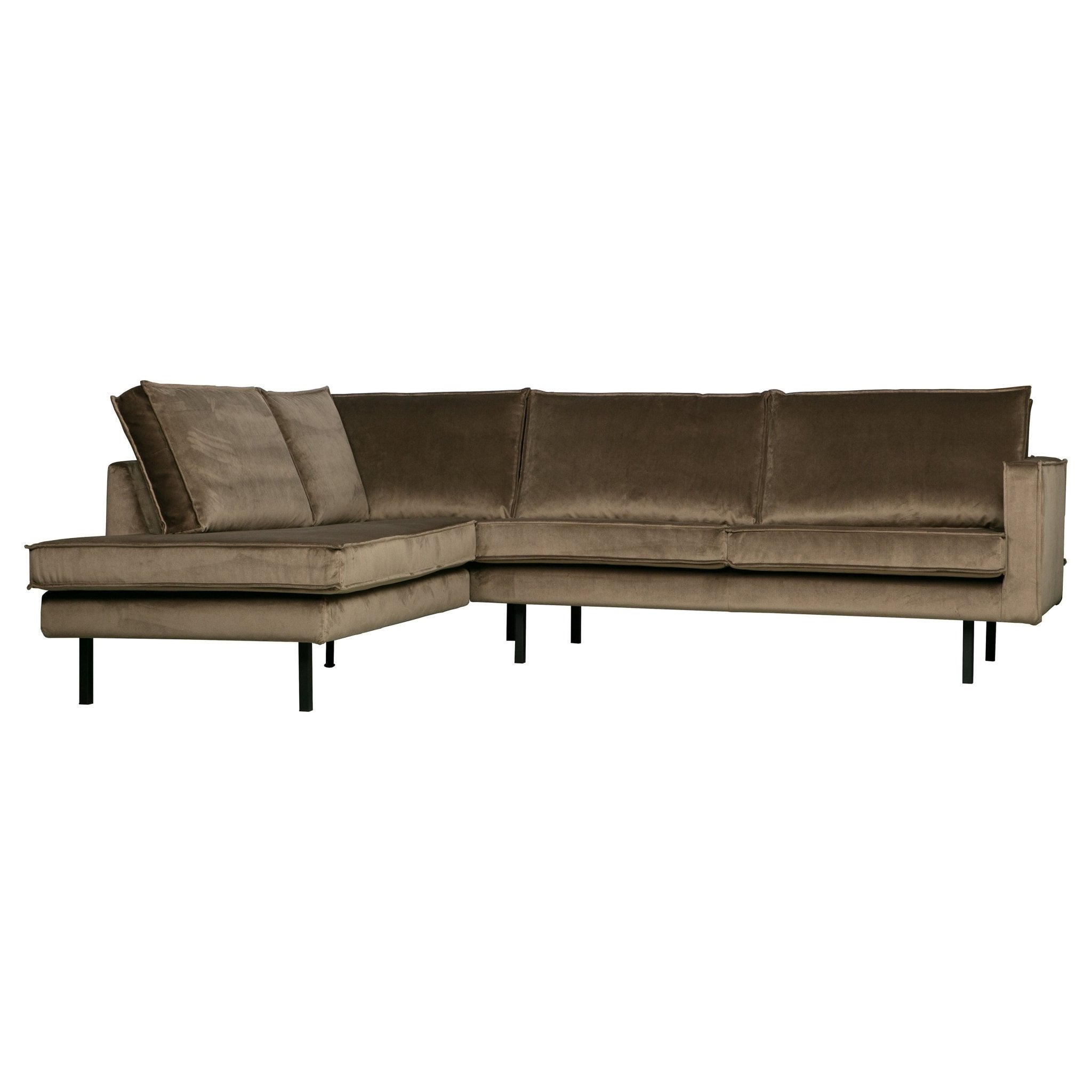 "Rodeo" Kampinė Sofa, Kairė, Aksomas, Taupe Spalva - Namų Idėja
