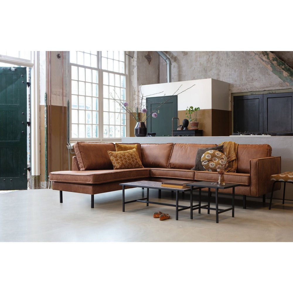 "Rodeo" Kampinė Sofa, Kairė, Perdirbta Oda, Konjako Spalva - Namų Idėja