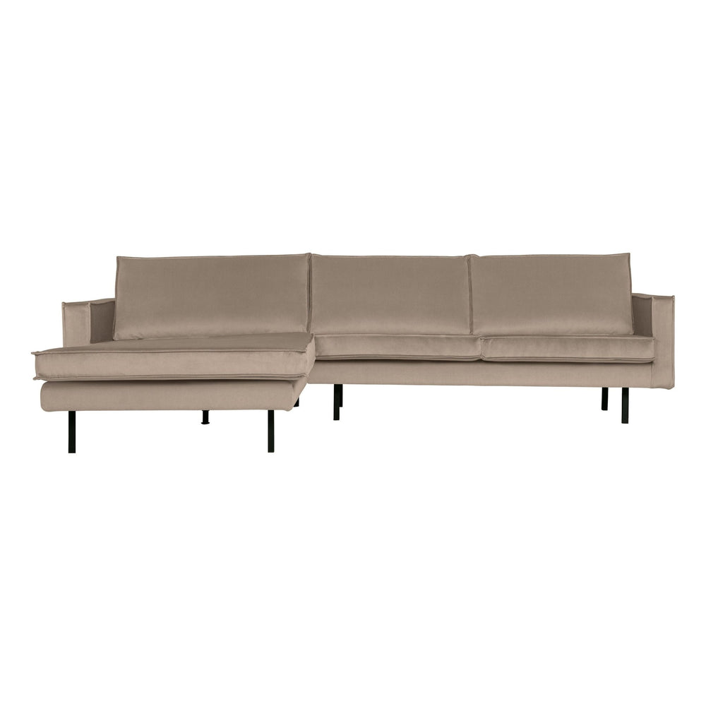 "Rodeo" kampinė sofa, kairė pusė, aksomas, chaki spalva - Namų Idėja
