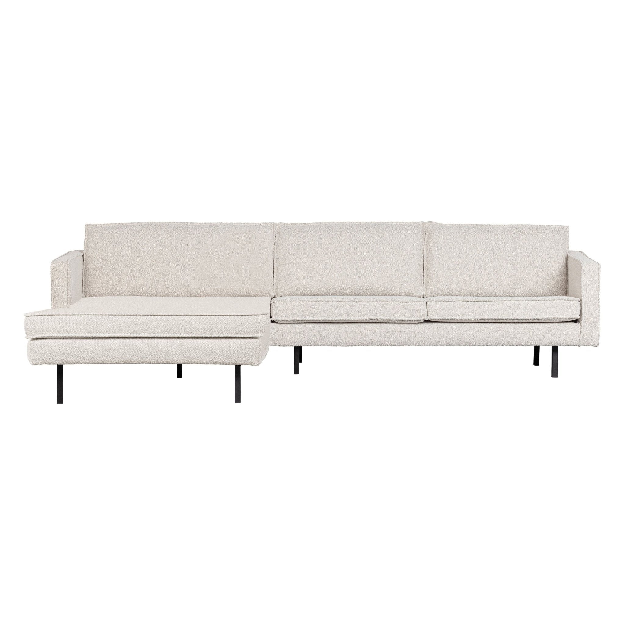 "Rodeo" kampinė sofa, kairė pusė, BouclÉ audinys, natūrali spalva - Namų Idėja