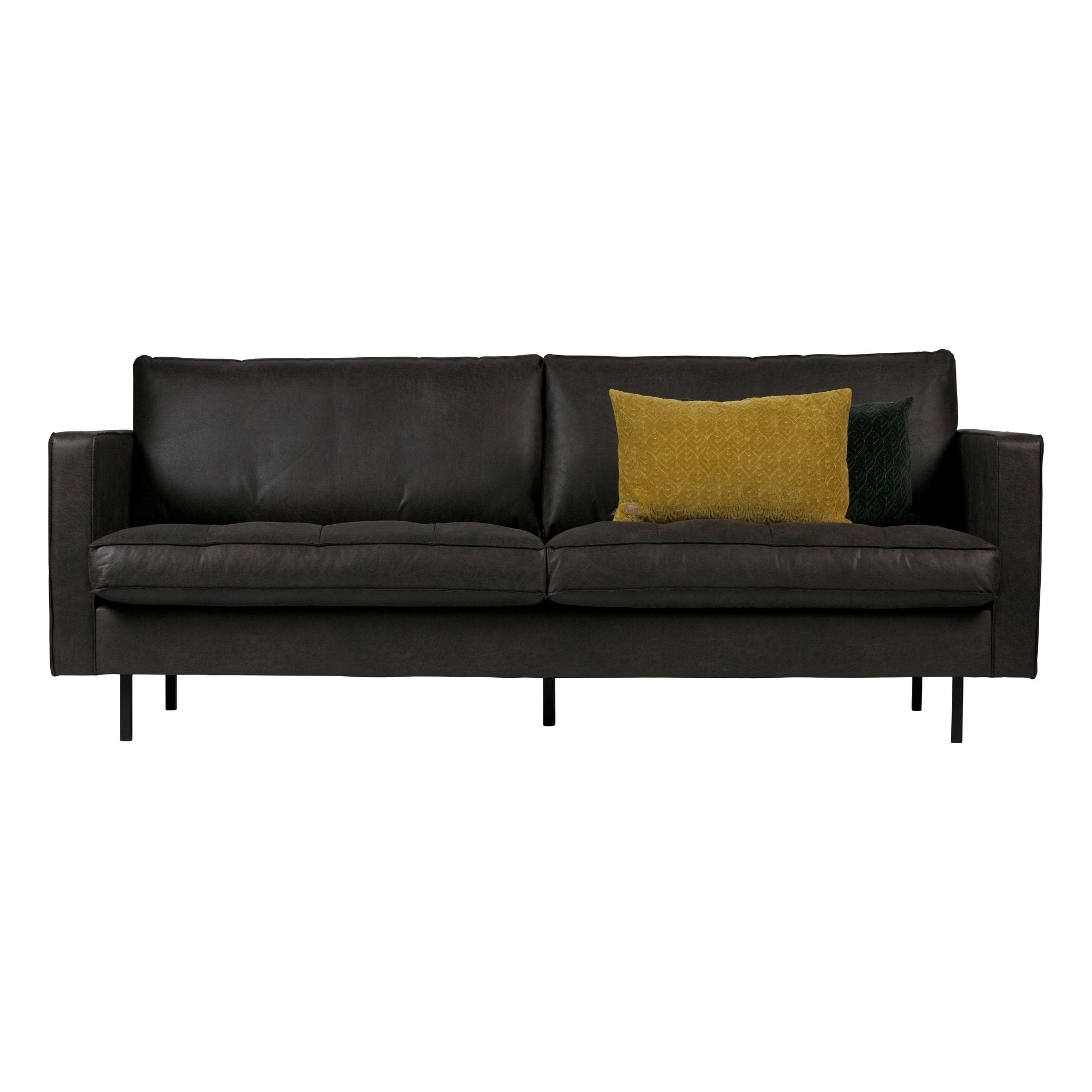 "Rodeo" sofa 2,5 - vietų, Perdirbta Oda, Juoda Spalva - Namų Idėja