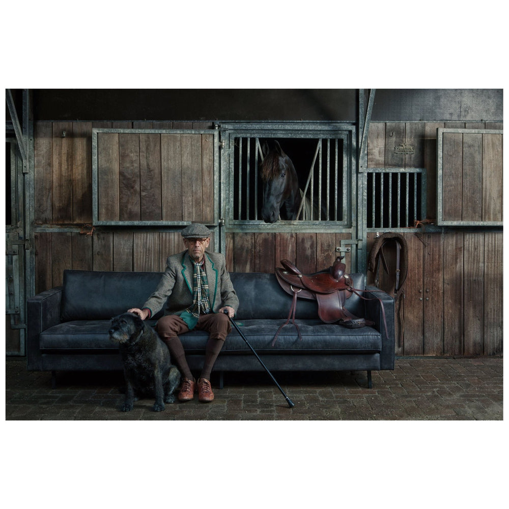 "Rodeo" sofa 3 - jų vietų, klasikinė, Perdirbta Oda, Juoda Spalva - Namų Idėja