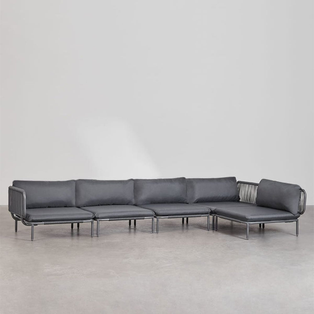 Kampinė sofa GRAFITO, penkių dalių modulis, grafito pilka