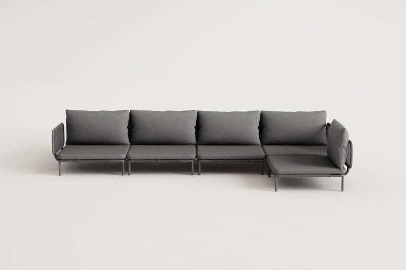 Corner sofa GRAFITO, five-piece module, graphite grey