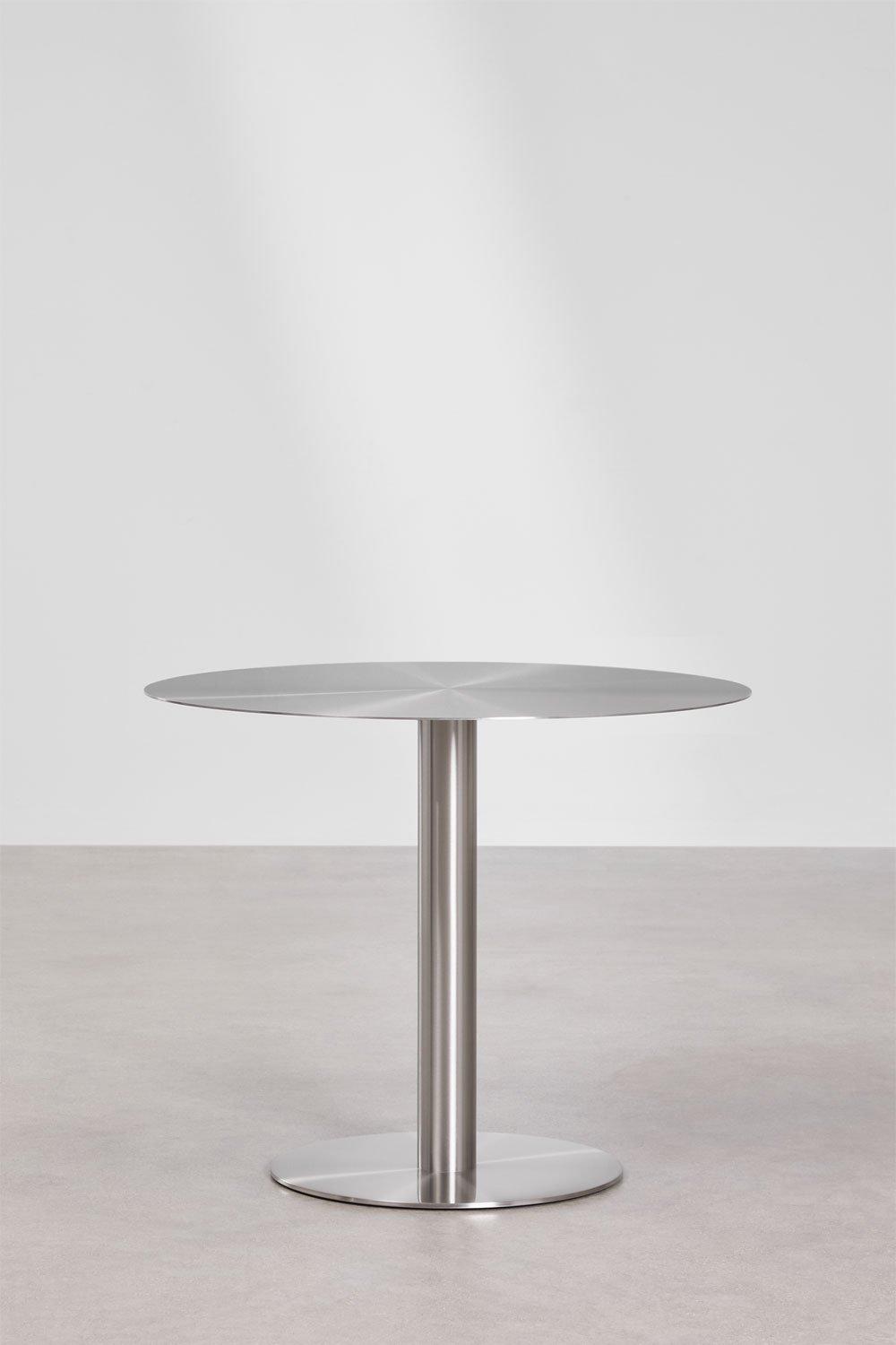 Valgomojo stalas CENIARO viršaus vaizdas su apvaliu metaliniu stalviršiu