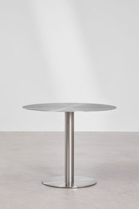 Valgomojo stalas CENIARO viršaus vaizdas su apvaliu metaliniu stalviršiu