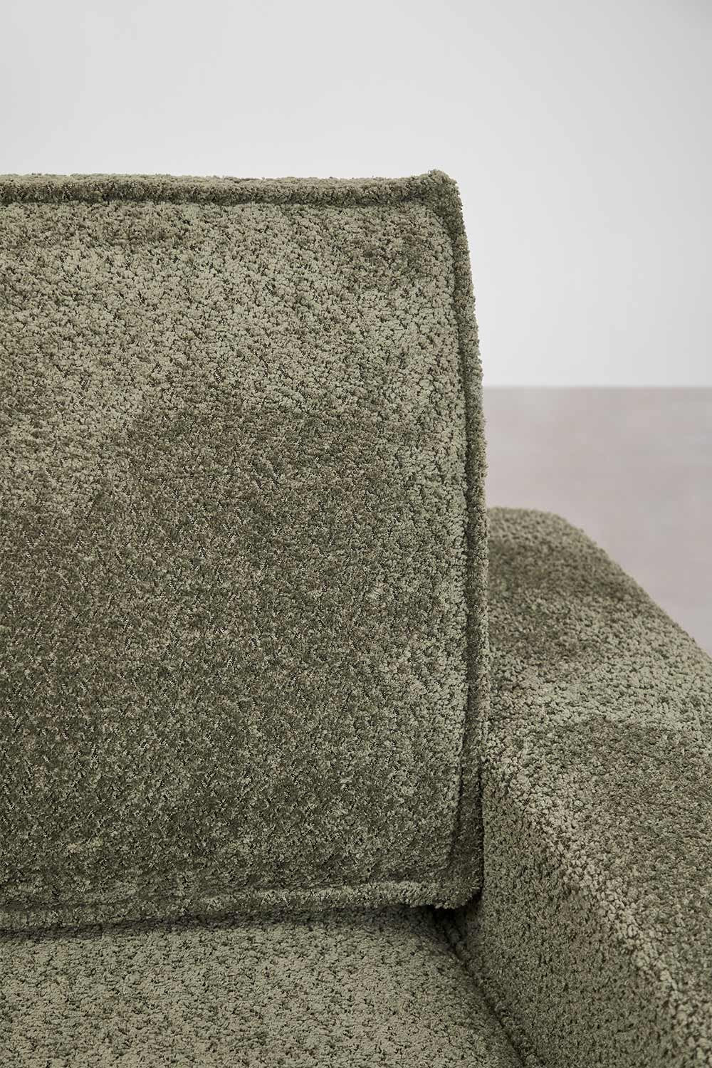 Trivietė sofa TAMLO su miegama funkcija, bouclé, žalia