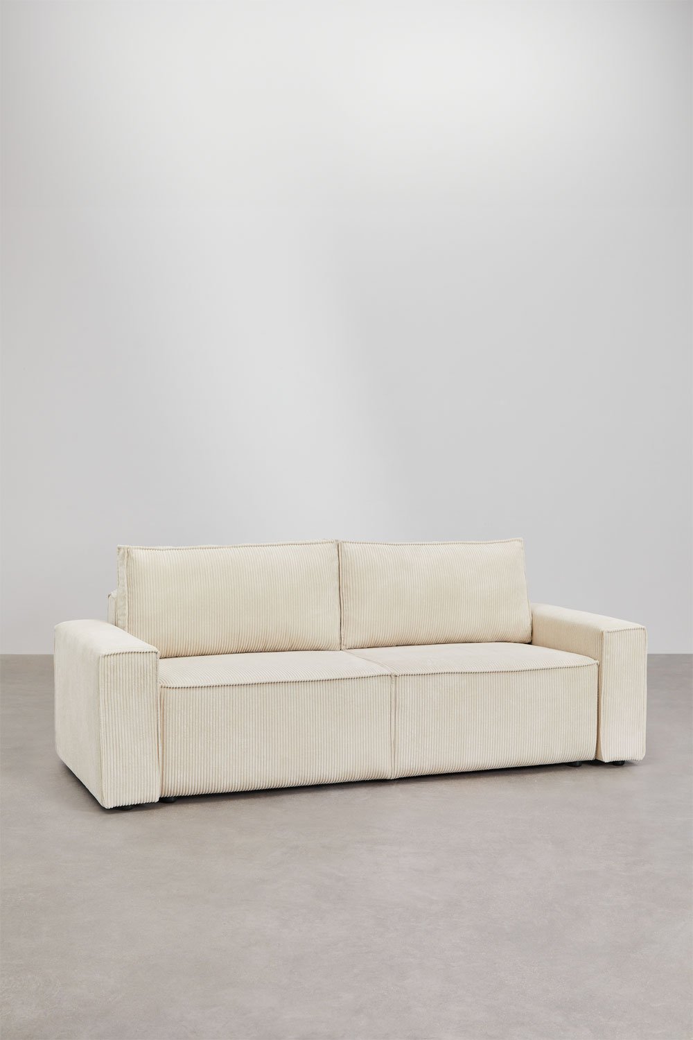 Trivietė sofa TAMLO su miegama funkcija, štruksas, kreminė