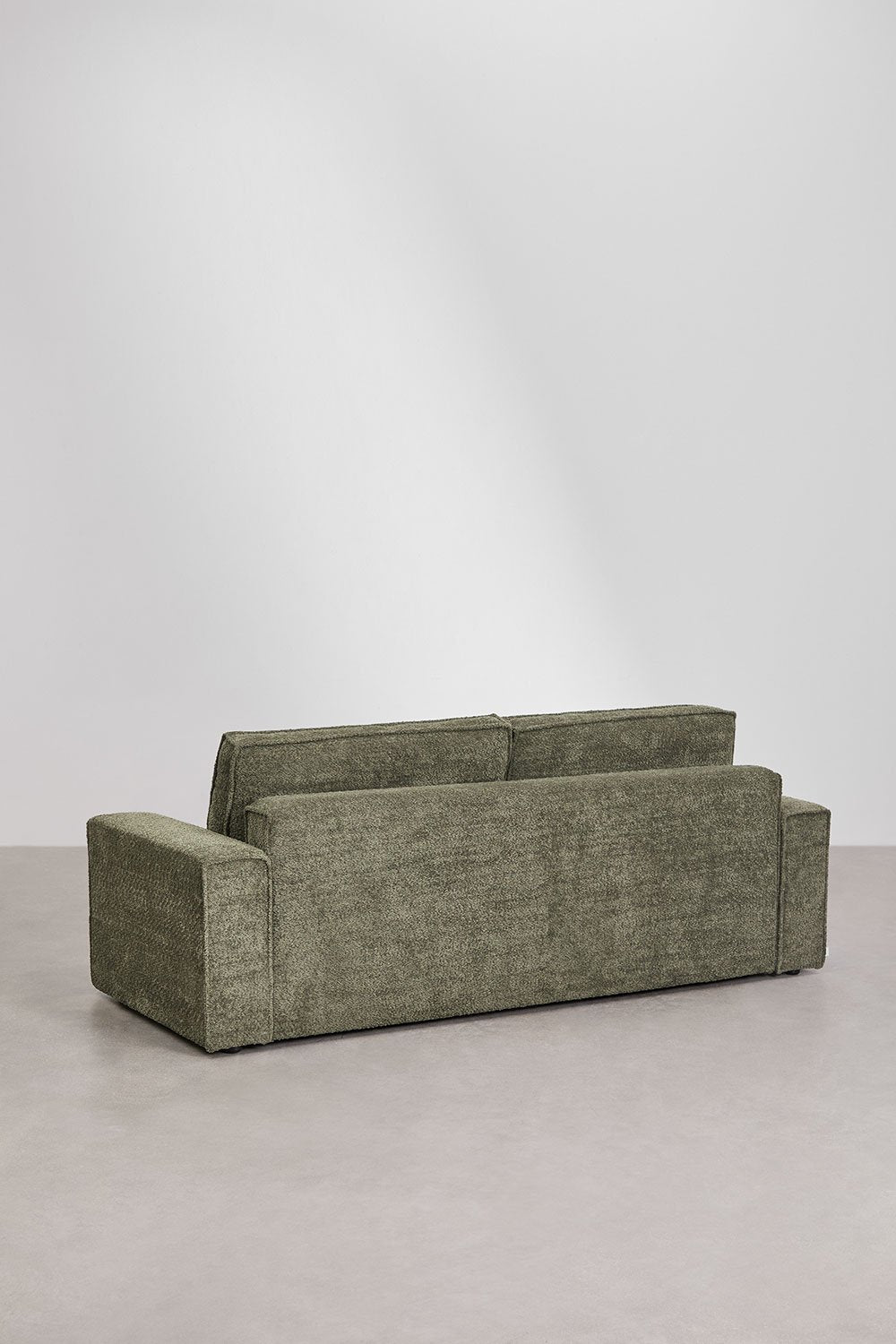 Trivietė sofa TAMLO su miegama funkcija, bouclé, žalia