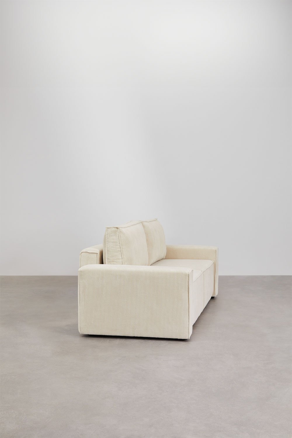 Trivietė sofa TAMLO su miegama funkcija, štruksas, kreminė