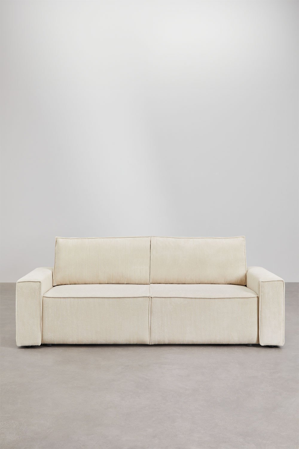 Trivietė sofa TAMLO su miegama funkcija, štruksas, kreminė