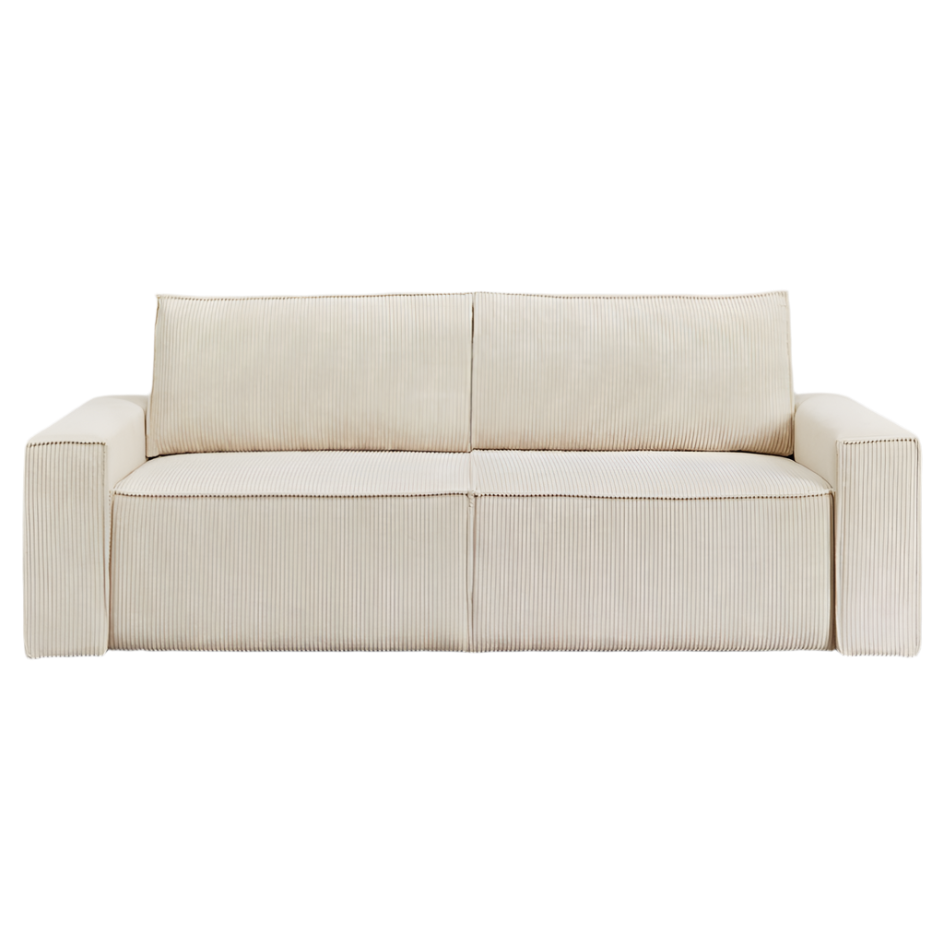 Trivietė sofa TAMLO su miegama funkcija, štruksas, kreminė