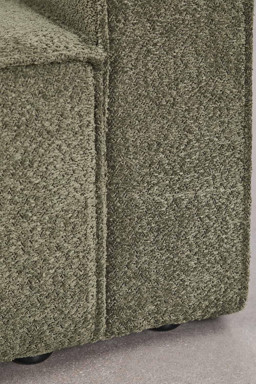 Trivietė sofa TAMLO su miegama funkcija, bouclé, žalia