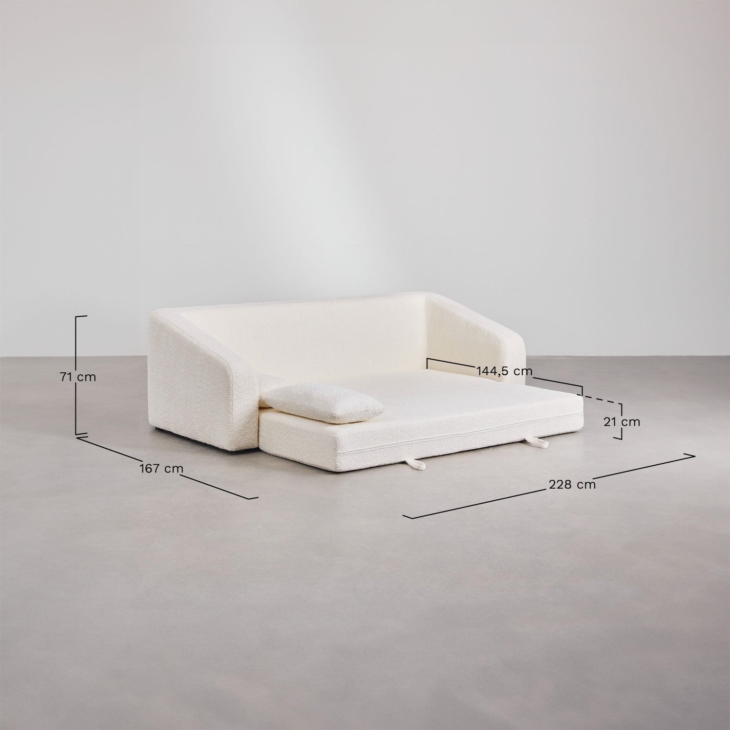 Trivietė sofa DALILA su miegama funkcija, ruda spalva