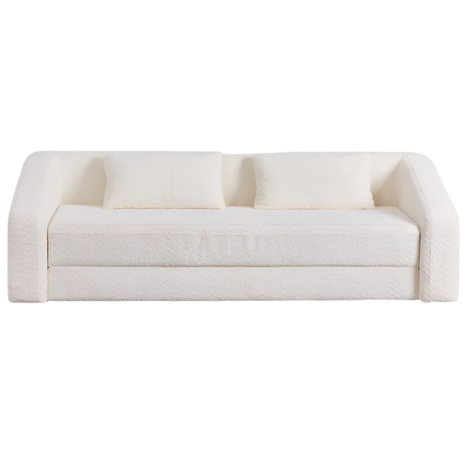 Trivietė sofa DALILA su miegama funkcija, balta spalva