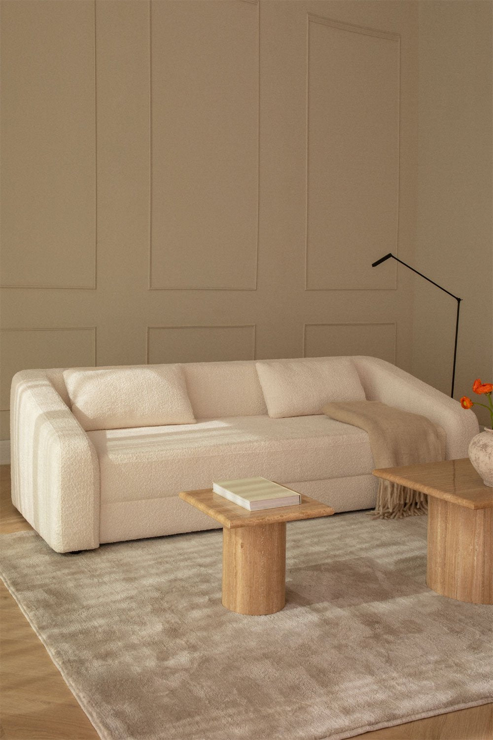 Trivietė sofa DALILA su miegama funkcija, balta spalva