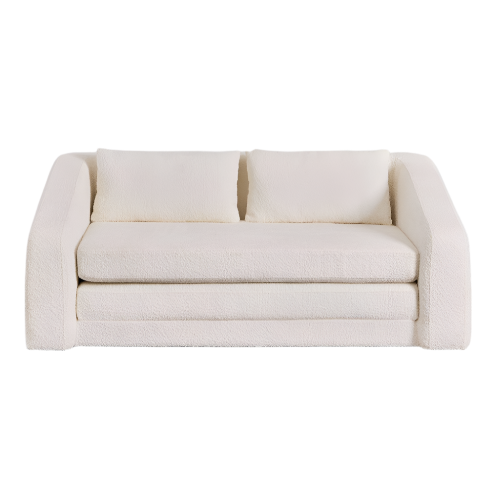 Dvievietė sofa DALILA su miegama funkcija, balta spalva