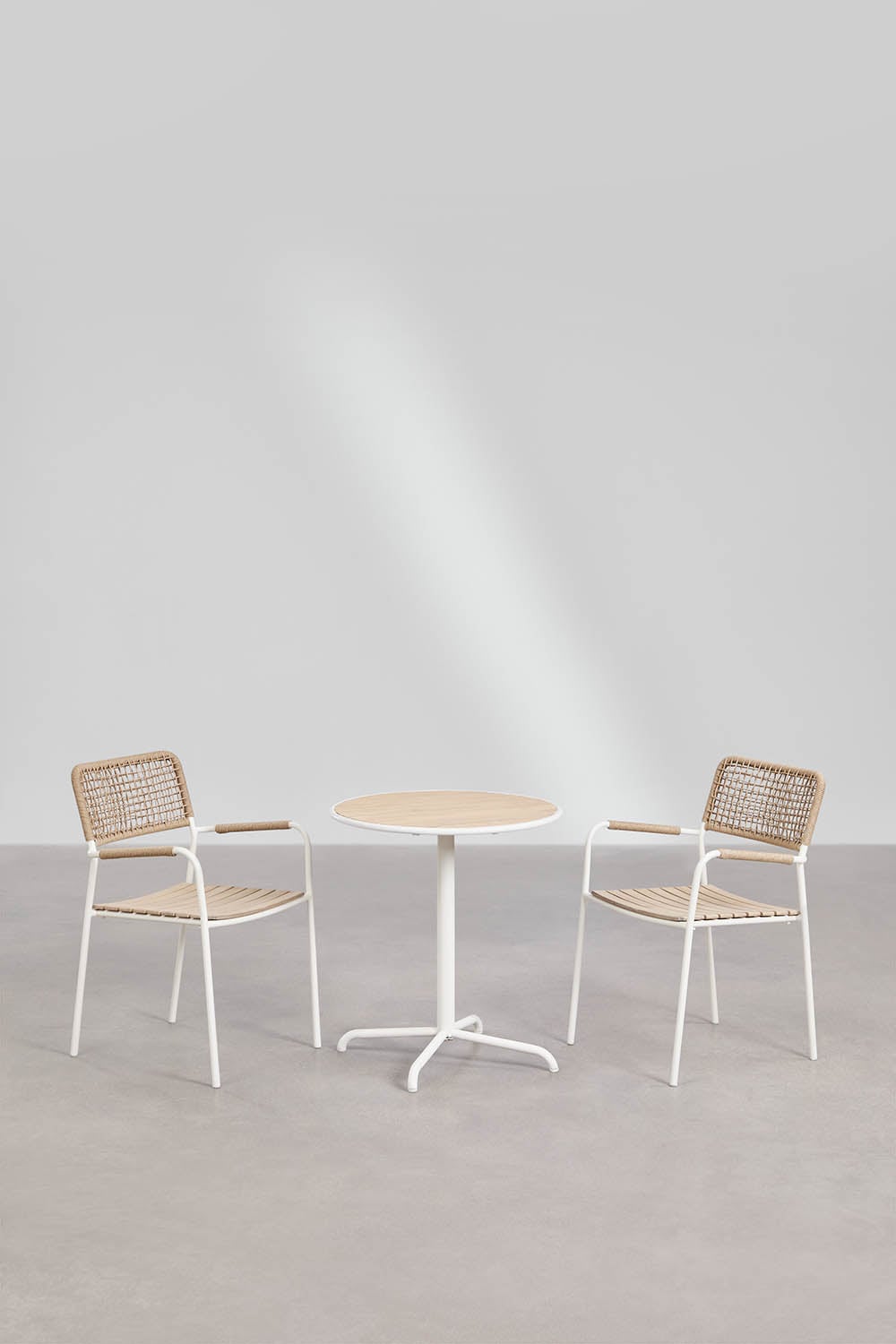 Outdoor set TILDA, round table, 2 chairs, white
