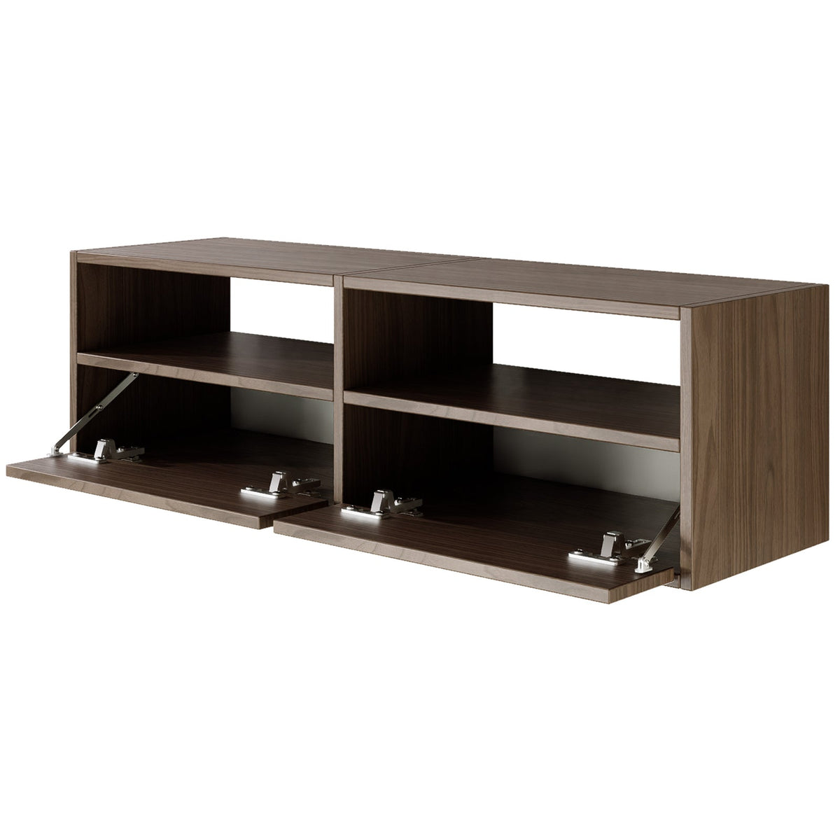 Pakabinama TV spintelė ZARI, riešutas, 100 cm, 2 – detalus apdailos vaizdas