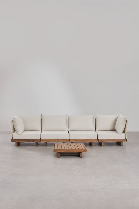 Modulinė lauko sofa KORKO, 4 dalys su staliuku, akacija