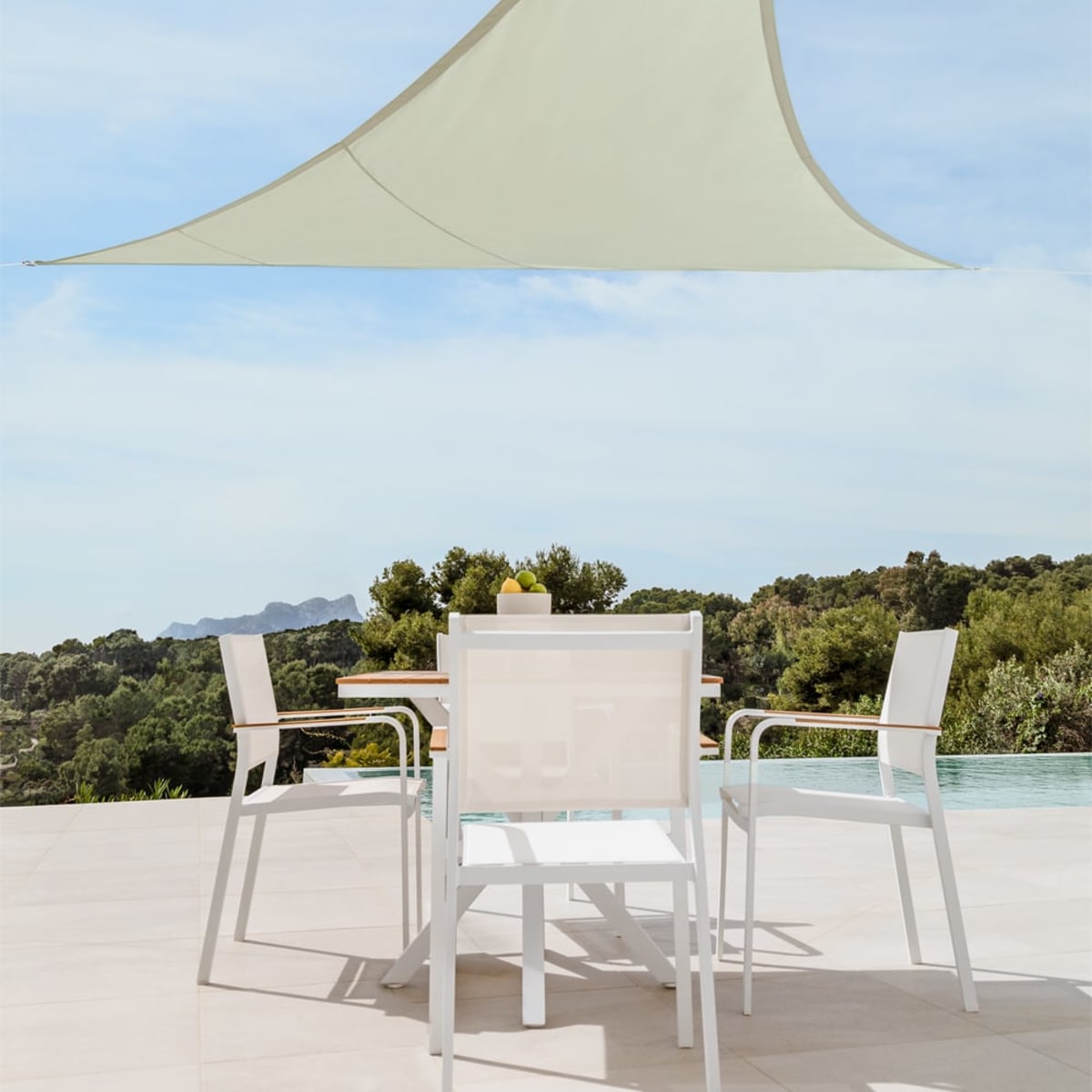 Triangular outdoor awning URUJULA, greenish