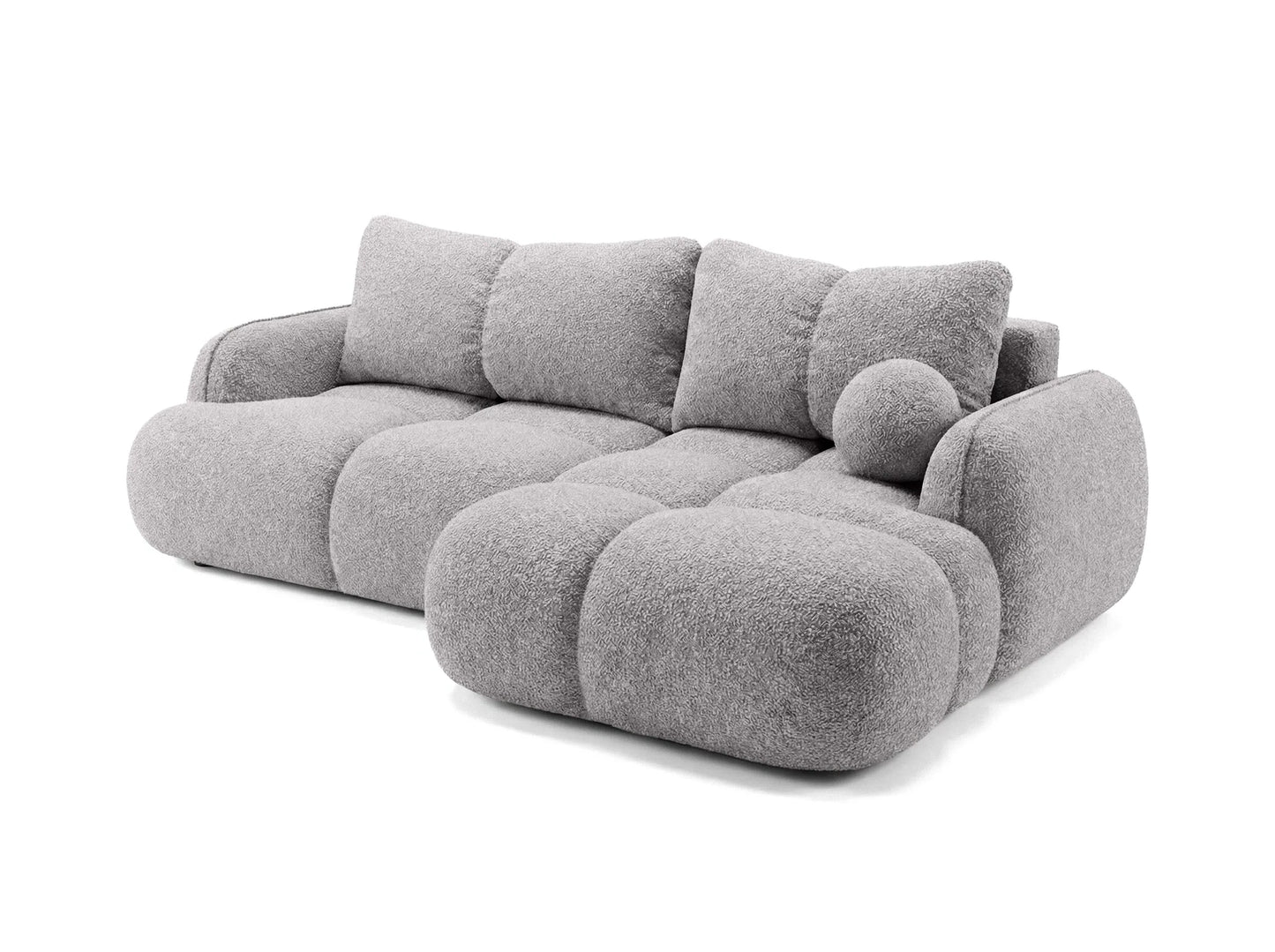 Kampinė sofa SKYLAR su miego funkcija, sidabrinė pilka