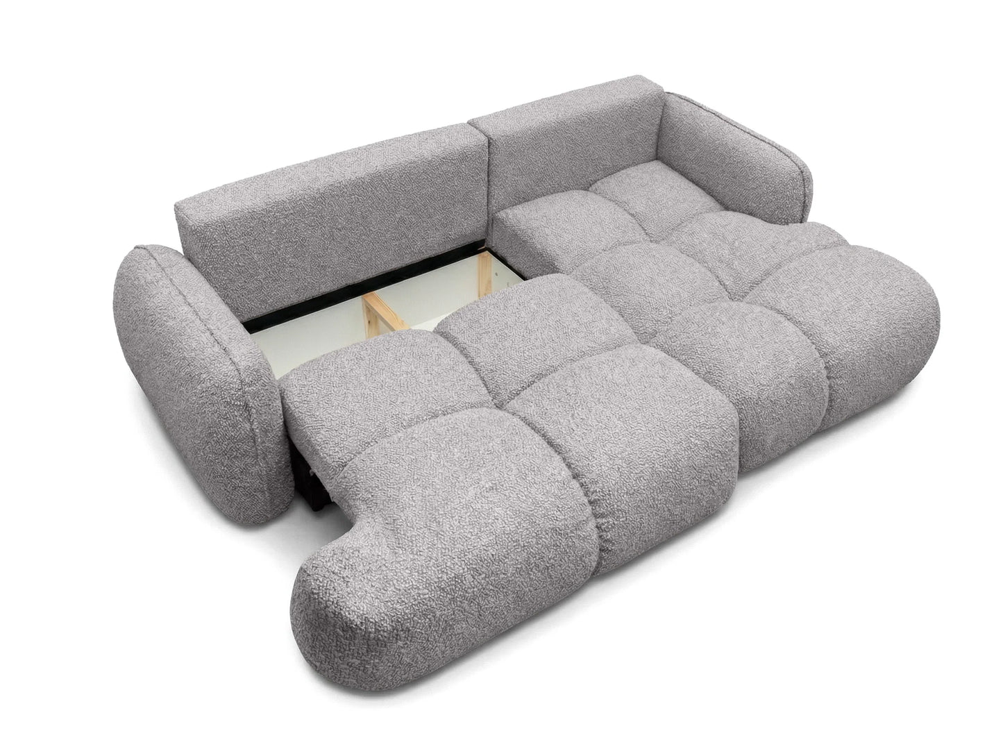 Kampinė sofa SKYLAR su miego funkcija, sidabrinė pilka