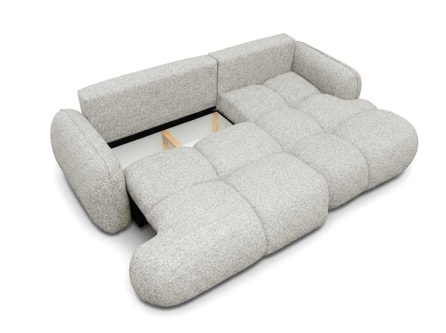 Corner sofa SKYLAR with sleeping function, feather grey