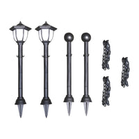 Saulės energ. įkr. šviestuv., 4 vnt., su tinkl. tvora ir stryp. - Namų Idėja