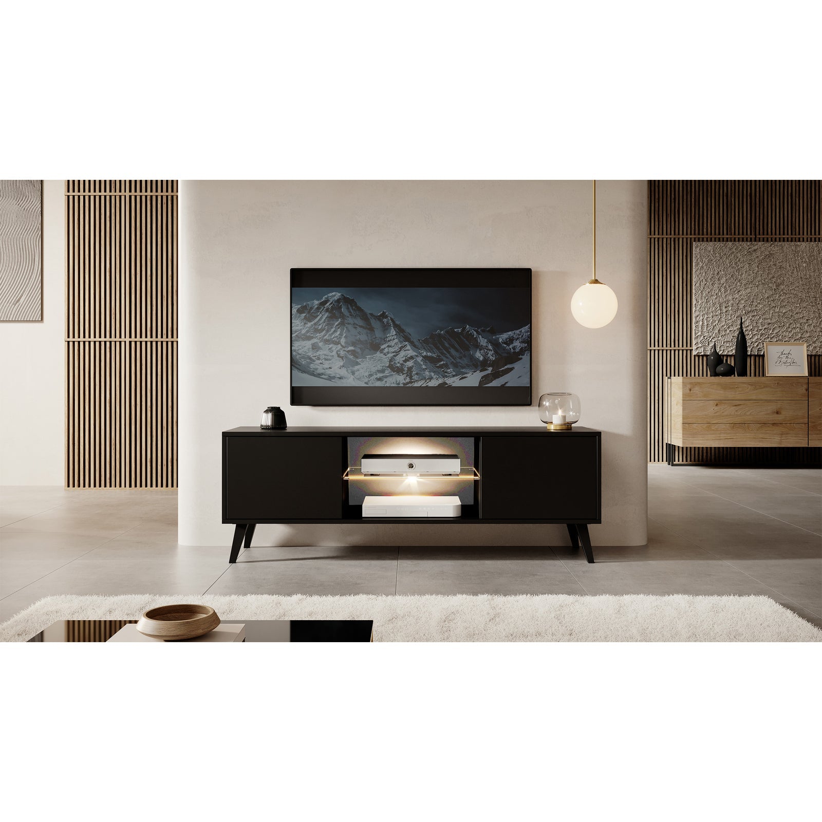 TV staliukas SAVONI, juodas, 140 cm