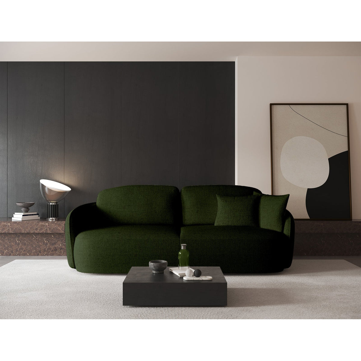 Sofa-lova EAMON realioje aplinkoje, žalia