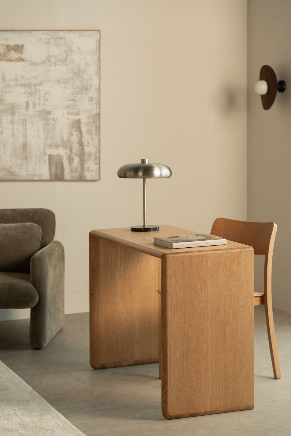 Minimalistinis rašomasis stalas FENUORA 110x45 cm darbo erdvėje