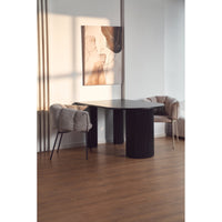 Valgomojo stalas DICALIZE, juoda, 150×90 cm – priekinė dalis