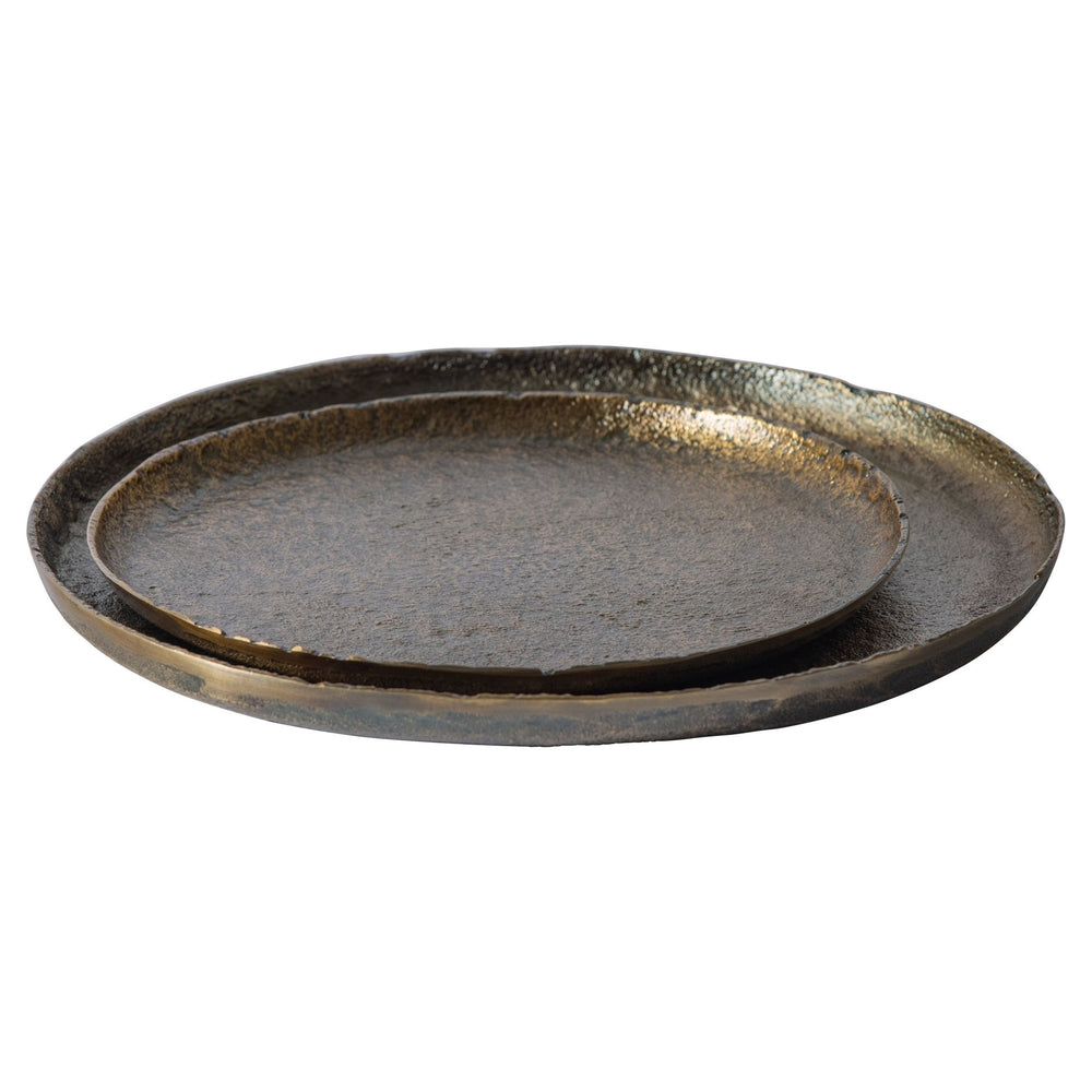 "Set Of 2" serviravimo padėklas, metalas, senovinis žalvaris - Namų Idėja