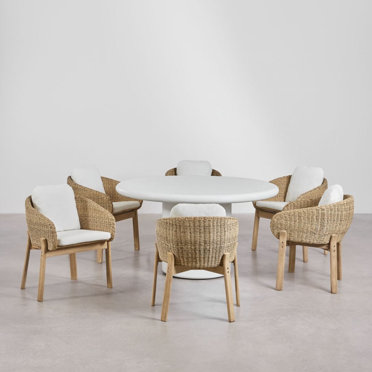 Outdoor dining set NAMARA, 7 pieces, white