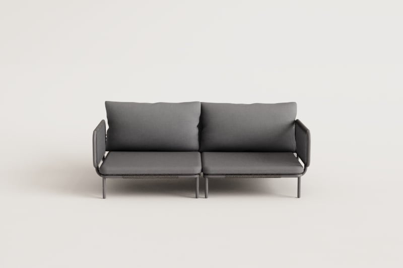 Lauko sofa GRAFITO, dviejų vietų sistema, grafito pilka