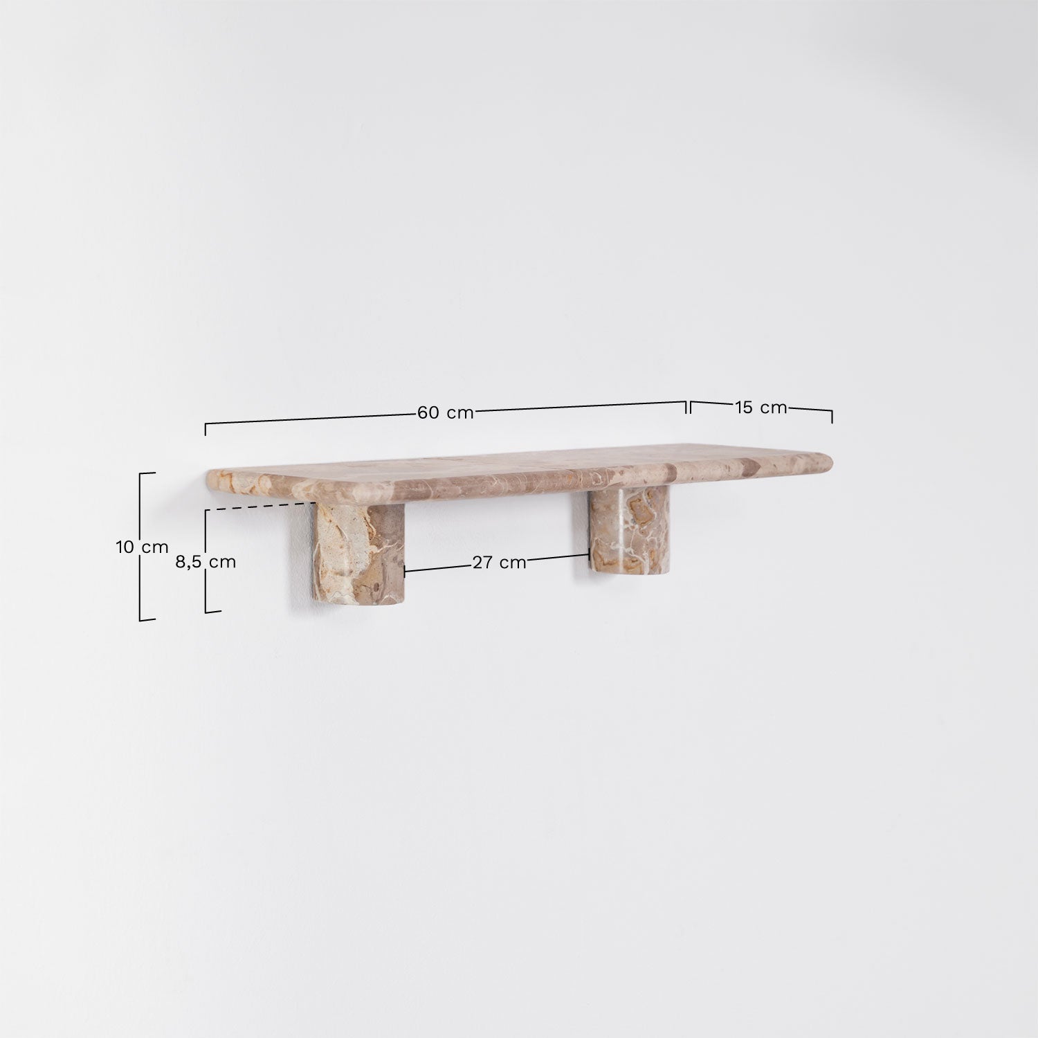 Sieninė lentyna EVITA, smėlinis marmuras, 60 cm